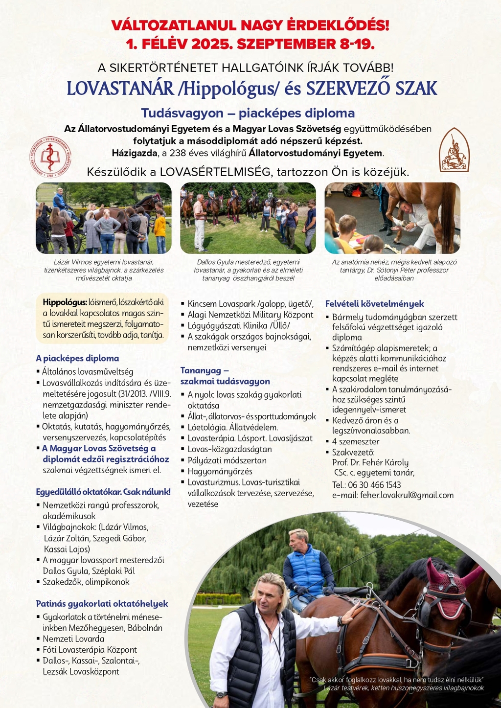 Lovastanár/Hippológus képzés